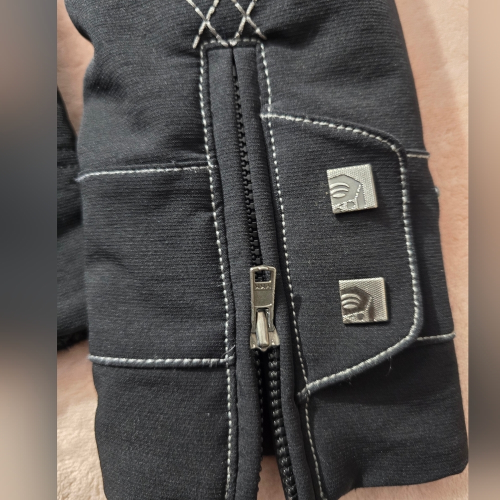 Mountain Hardwear Soft Shell Utility Moto Hooded Bomber jacket Coat black cozy S - Picture 11 of 15